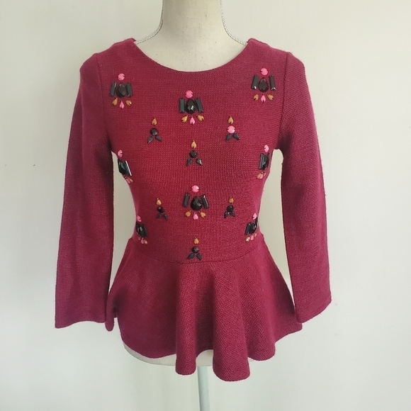 Dolce Vita Beaded Peplum Sweater - Picture 2 of 8